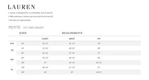 lauren petite|ralph lauren petite size chart.